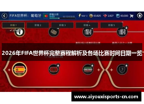 2026年FIFA世界杯完整赛程解析及各场比赛时间日期一览